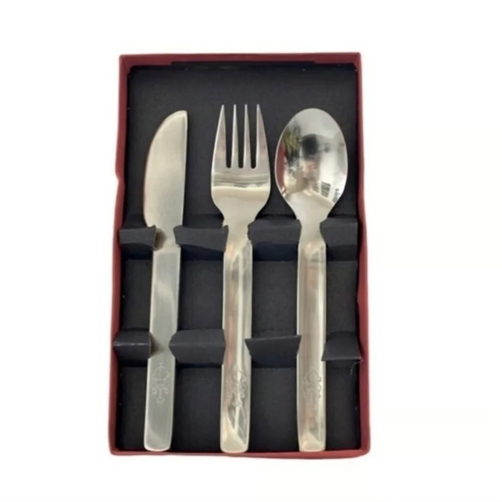 Vintage Stelton Dumbo Kids Silverware Set Stainless Steel Denmark 3pc Boxed New
